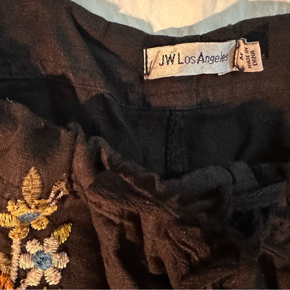 JOHNNY WAS- Boho Embroidered Black Women Drawstring Shorts.    SZ M - Picture 3 of 7